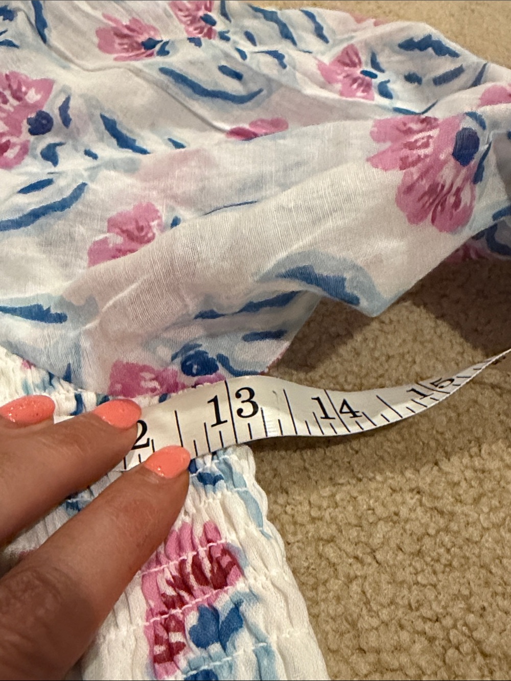 Oliphant White Crop Top with Pink & Blue Floral Print - Picture 7 of 9